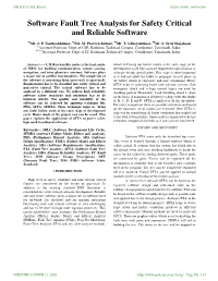 Software Fault Tree Analysis for Safety Critical and Reliable Software