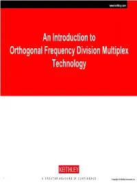 An Introduction to Orthogonal Frequency Division Multiplex Technology