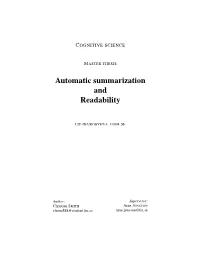 Automatic Summarization and Readability