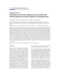 Original Article Expression of Cell-Cycle Regulators Is Associated with Invasive Behavior and Poor Prognosis in Prolactinomas