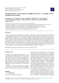 Particulate Matter Concentrations in a Middle Eastern City – an Insight to Sand and Dust Storm Episodes