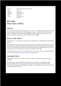 RFC 8700: Fifty Years of Rfcs