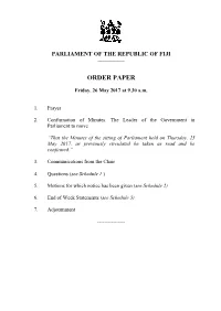 View Order Paper