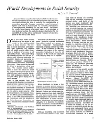 World Developments in Social Security