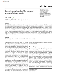 Beyond Internal Conflict: the Emergent Practice of Climate Security