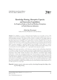 Knowledge Sharing, Absorptive Capacity and Innovation Capabilities: an Empirical Study on Small and Medium Enterprises in North Sulawesi, Indonesia