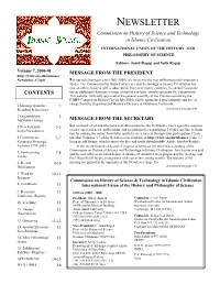NEWSLETTER Commission on History of Science and Technology in Islamic Civilization