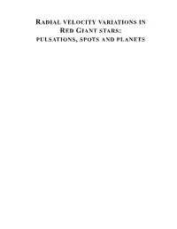 Radial Velocity Variations in Red Giant Stars: Pulsations, Spots and Planets