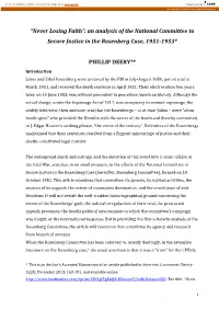 An Analysis of the National Committee to Secure Justice in the Rosenberg Case, 1951-1953*