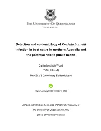 Detection and Epidemiology of Coxiella Burnetii Infection in Beef Cattle in Northern Australia and the Potential Risk to Public Health