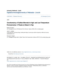Geochemistry of Sulfate Minerals in High- and Low-Temperature Environments: a Tribute to Robert O