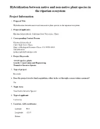 Hybridization Between Native and Non-Native Plant Species in the Riparian Ecosystem Project Information