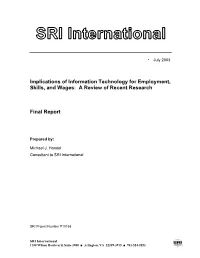Implications of Information Technology for Employment, Skills, and Wages: a Review of Recent Research