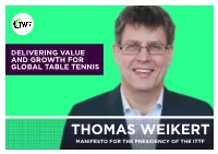 Thomas Weikert Manifesto for the Presidency of the Ittf Profile