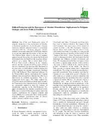 Biblical Redaction and the Emergence of Absolute Monotheism: Implications for Religious Dialogue and Socio-Political Stability