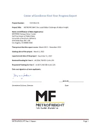 Center of Excellence First-Year Progress Report