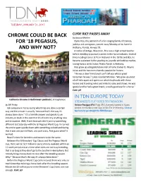 CHROME COULD BE BACK for &gt;18 PEGASUS, and WHY NOT?
