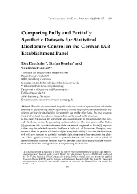 Comparing Fully and Partially Synthetic Datasets for Statistical Disclosure Control in the German IAB Establishment Panel