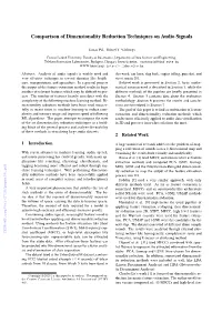 Comparison of Dimensionality Reduction Techniques on Audio Signals