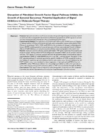 Disruption of Fibroblast Growth Factor Signal
