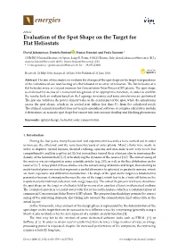 Evaluation of the Spot Shape on the Target for Flat Heliostats