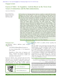 Facets of Nidrā - in Yogasūtra: Analysis Based on the Views from Vyāsa’S Commentary and Its Sub-Commentaries Jayaraman Mahadevan