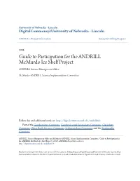 Guide to Participation for the ANDRILL Mcmurdo Ice Shelf Project ANDRILL Science Management Office
