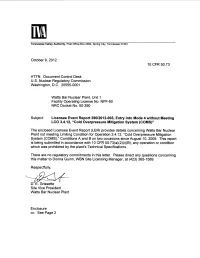 LER 12-003-00 for Watts Bar Nuclear Plant, Unit 1 Regarding Entry Into