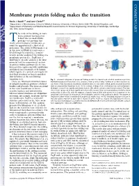 Membrane Protein Folding Makes the Transition