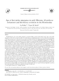 Age at First Molar Emergence in Early Miocene Afropithecus Turkanensis