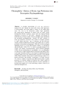 'Chronophilia': Entries of Erotic Age Preference Into Descriptive