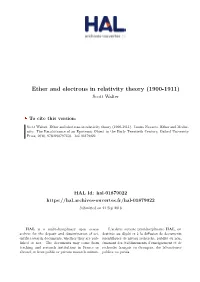 Ether and Electrons in Relativity Theory (1900-1911) Scott Walter