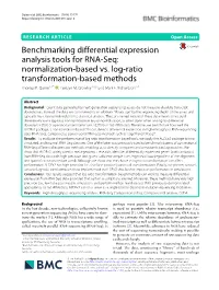 Benchmarking Differential Expression Analysis Tools for RNA-Seq: Normalization-Based Vs. Log-Ratio Transformation-Based Methods Thomas P