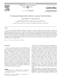 Community-Based Land Reform: Lessons from Scotland