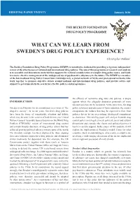 What Can We Learn from Sweden's Drug Policy