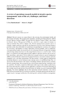 A Review of Operations Research Models in Invasive Species Management: State of the Art, Challenges, and Future Directions