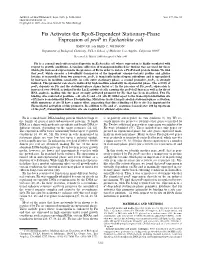 Fis Activates the Rpos-Dependent Stationary-Phase Expression of Prop in Escherichia Coli