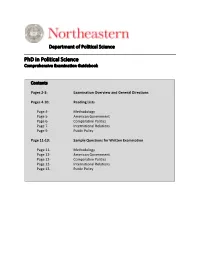 Phd in Political Science Comprehensive Examination Guidebook