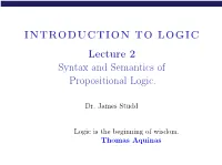 Syntax and Semantics of Propositional Logic