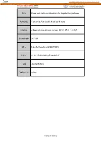 Title Pharmacokinetic Considerations for Targeted Drug Delivery. Author(S)