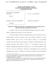 Additional Brief of Hispanic Leadership Fund in Support of Its Motion for Preliminary Injunction