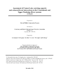 Assessment of Comox Lake Carrying Capacity and Coho‐Cutthroat Interactions in the Cruickshank and Upper Puntledge River Systems 13.Pun.05