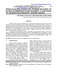 Determination of the Braking Factor in Bench Blasting for Dimension Stone Production: a Case Study of Crushed Rock Industry