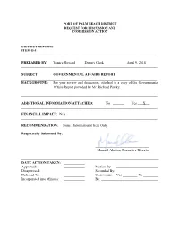 GOVERNMENTAL AFFAIRS REPORT ______BACKGROUND: for Your Review and Discussion, Attached Is a Copy of the Governmental Affairs Report Provided by Mr