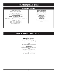Hambletonian Oaks Oaks Speed Records