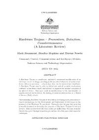 Hardware Trojans – Prevention, Detection, Countermeasures (A Literature Review)