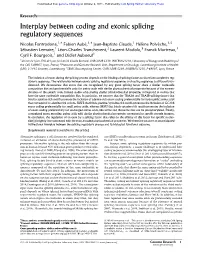 Interplay Between Coding and Exonic Splicing Regulatory Sequences