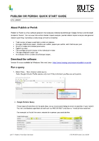 Publish Or Perish: Quick Start Guide