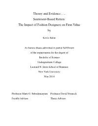 Sentiment-Based Return: the Impact of Fashion Designers