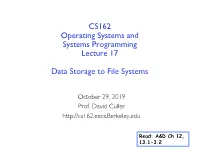 Storage Devices, Basic File System Design